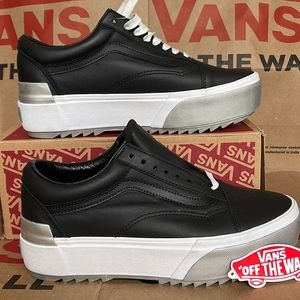 Vans Old Skool Stacked Platforms Shiny Black/True White WMNS